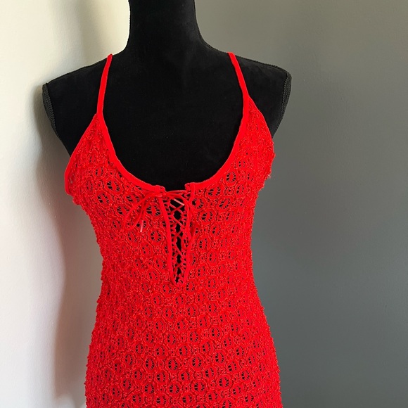 COPY - Betsey Johnson Red Crochet Top - Picture 1 of 2
